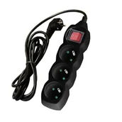 Przedłużacze i rozgałęźniki - Onnline Przedłużacz z wyłącznikiem, 3 gniazda, czarny, 1.5 m - miniaturka - grafika 1