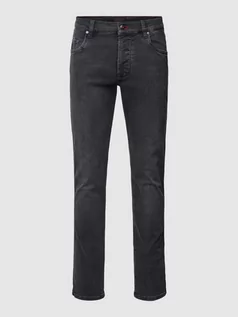 Spodnie męskie - Jeansy o kroju slim fit w jednolitym kolorze - grafika 1