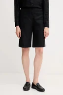 Spodnie sportowe damskie - Tommy Hilfiger szorty lniane damskie kolor czarny gładkie high waist WW0WW46824 - miniaturka - grafika 1