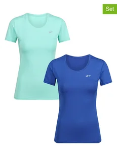 Reebok Koszulki funkcyjne (2 szt.) "Rani" w kolorze niebieskim i turkusowym - Koszulki sportowe damskie - miniaturka - grafika 1