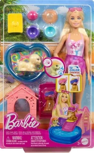 Barbie Puppy Pool Party z akcesoriami zmiana kolor - zabawka - Lalki dla dziewczynek - miniaturka - grafika 1