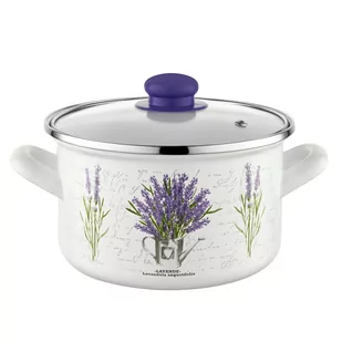 Fl1 GARNEK EMALIOWANY PROSTY Z/P DEKOR BUKIET 18CM 2,8L 011-GAR-502/AV/18/BUK - Garnki - miniaturka - grafika 1