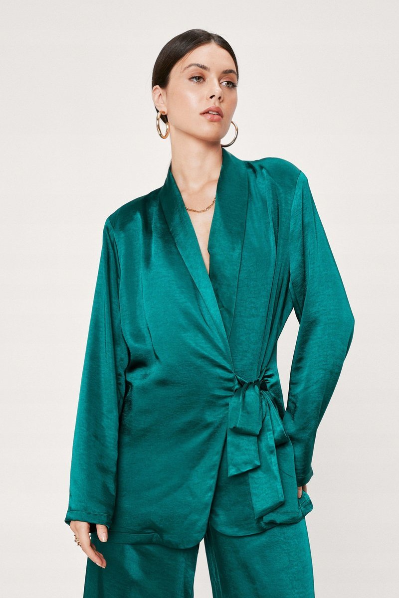 NASTY GAL MARYNARKA CZARNA SATYNOWA PROSTA 40 YFK
