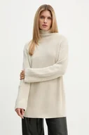 Swetry damskie - Marc O'Polo sweter bawełniany kolor beżowy z półgolfem 409605960475 - miniaturka - grafika 1