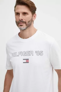 Koszulki męskie - Tommy Hilfiger t-shirt bawełniany męski kolor biały z nadrukiem MW0MW34427 - grafika 1