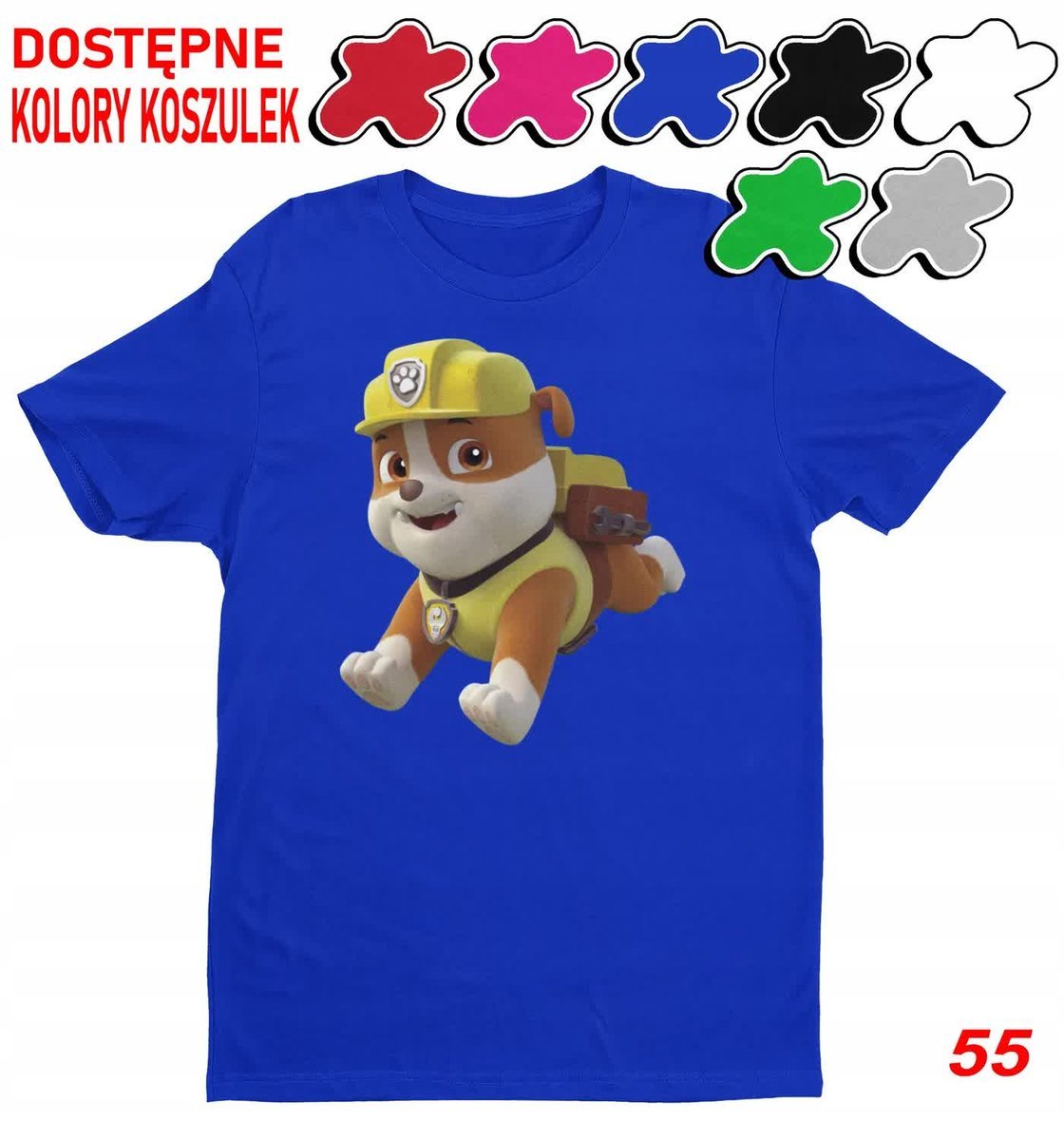 Dziecięca Koszulka Z Nadrukiem Duży Wybór Psi Patrol Zuma Rubble -L 146-152