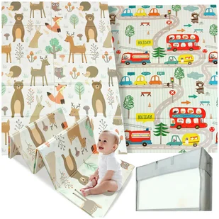 Mata piankowa składana dwustronna duża edukacyjna dla dzieci XPE 120x180 cm - Maty piankowe - miniaturka - grafika 1