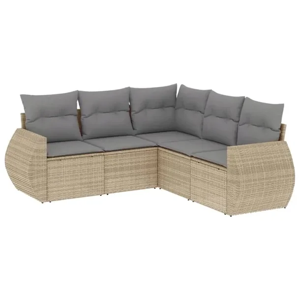 Zestaw mebli ogrodowych z rattanem PE, beżowy, wymiary 71x62x69 cm, 62x62x