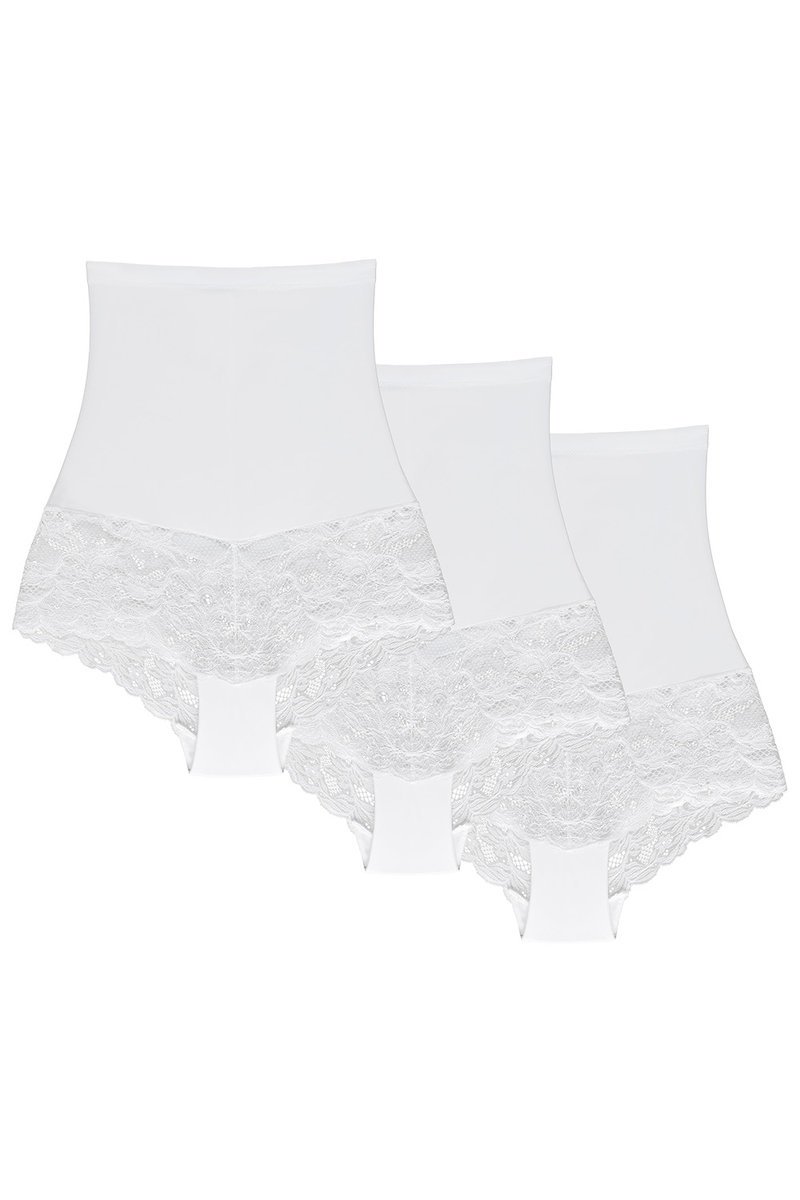 Wol-Bar Preciosa 3-pak biały 2XL Majtki wysokie figi