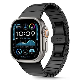 LINKBAND BRANSOLETA PASEK BRANSOLETKA STALOWA PANELOWA DO APPLE WATCH 6 / 7 / 8 / 9 / 10 / SE / ULTRA 1 / 2 (44 / 45 / 46 / 49 MM) BLACK - Akcesoria do smartwatchy - miniaturka - grafika 1
