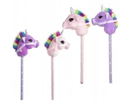 Zabawki interaktywne dla dzieci - KOŃ NA KIJU ZABAWKA GŁOWA KONIA HOBBY HORSE DŹWIĘK FIOLET -RÓŻ - miniaturka - grafika 1