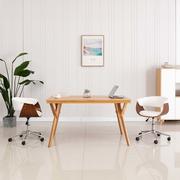 Fotele i krzesła biurowe - vidaXL Obrotowe krzesło biurowe, białe, gięte drewno i sztuczna skóra - miniaturka - grafika 1