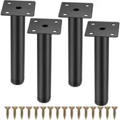 Zawiasy, okucia i inne akcesoria - Zestaw 4 regulowanych nóżek meblowych o długości 18 cm z zamocowanymi na stałe stopkami podporowymi do mebli/stołów/krzeseł/sof - miniaturka - grafika 1