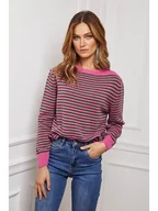 Swetry damskie - Joséfine Sweter "Astrobal" w kolorze różowo-ciemnozielonym - miniaturka - grafika 1