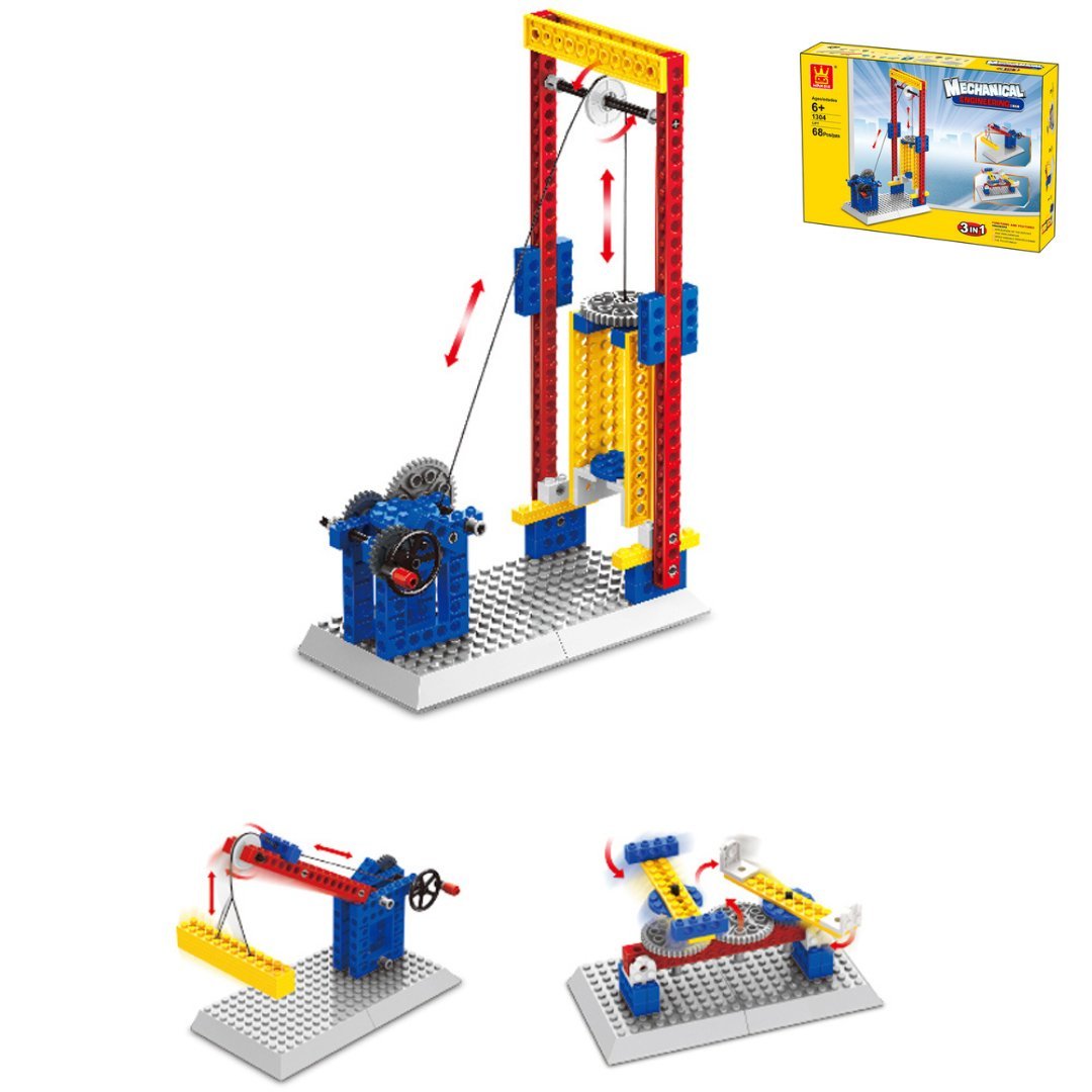Klocki Technic Wange 1304 - Dźwig Mechaniczny 3w1 - 68 elementów