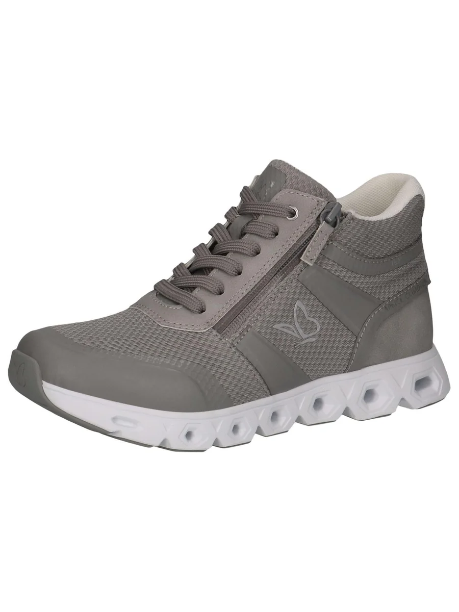 CAPRICE Damskie sneakersy wysokie, wegańskie, odporne na działanie wody, Grey Comb, 40 EU
