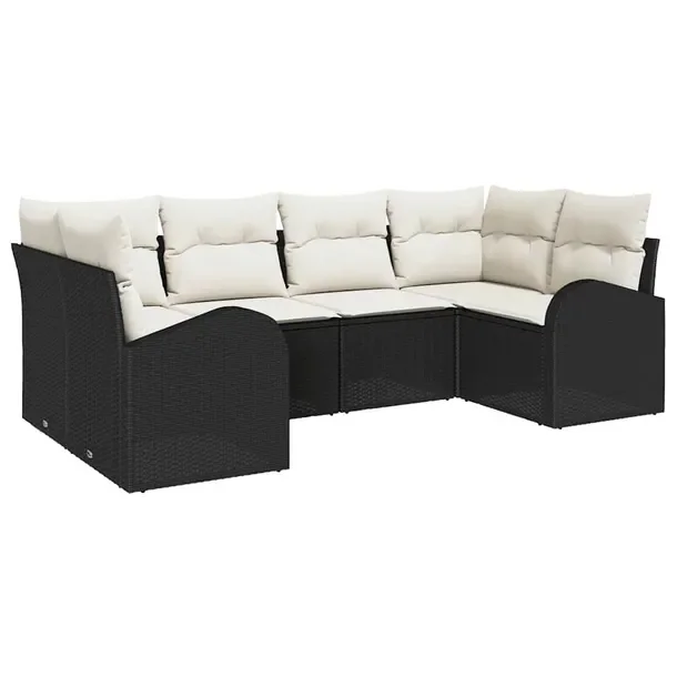 Zestaw Sof Ogrodowych Modularnych Rattan Czarno-Biały 3 Elementy