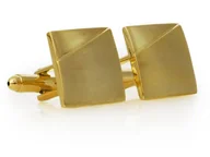 Spinki do mankietów i krawatów - Złote kwadratowe spinki do mankietów - matowo-błyszczące A295 - miniaturka - grafika 1