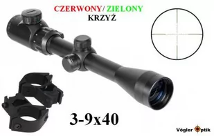 Luneta Celownicza (do wiatrówek...) VOGLER OPTIK 3-9x40 + Podświetlany Krzyż + Montaż 11mm + Akces.. - Lunety i akcesoria - miniaturka - grafika 1