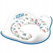 Nocniki - Maltex Miękka nakładka sedesowa z gumkami antypoślizgowymi Smerfy biało-niebieska - miniaturka - grafika 1