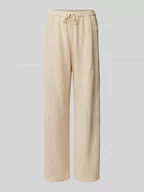 Spodnie damskie - Spodnie materiałowe z ażurowym wzorem - miniaturka - grafika 1