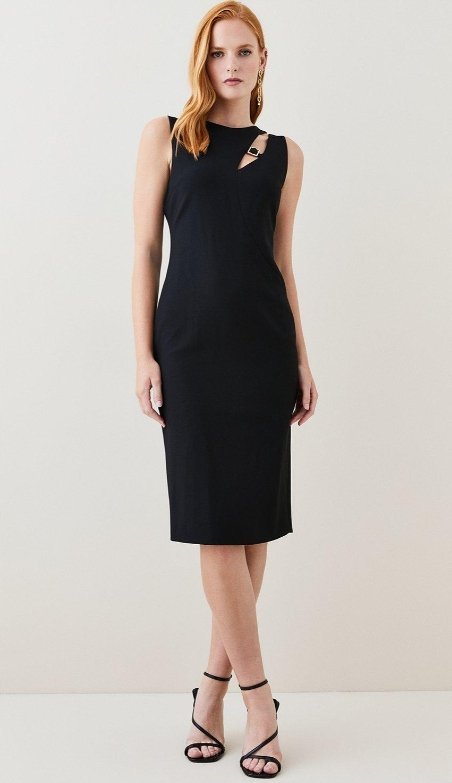 KAREN MILLEN SUKIENKA CZARNA PROSTA MIDI 36 Y1T