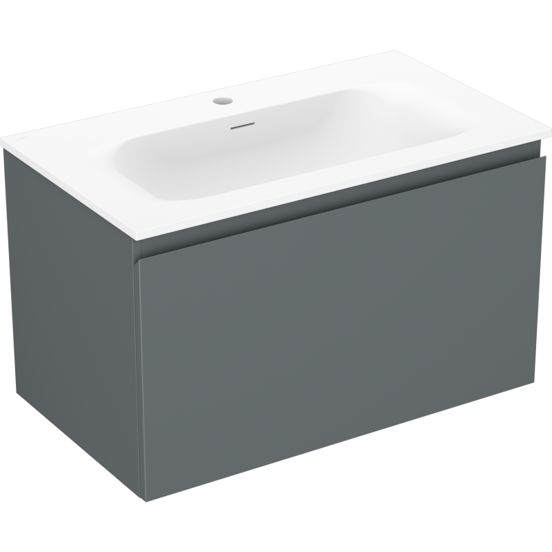 Mexen Orio szafka łazienkowa 80 cm z umywalką Vela, 1 szuflada, grafit mat/biała mat - 91A10-08047-1-BF66-W23M01