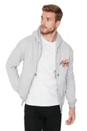 Bluzy męskie - TRENDYOL MAN SZARA BLUZA MĘSKA Z KAPTUREM MELANŻ ROZPINANA L 5DA - miniaturka - grafika 1