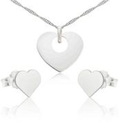 Zestawy biżuterii dla kobiet - Komplet biżuterii srebrnej serce - miniaturka - grafika 1