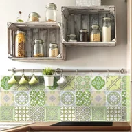 Naklejki na ścianę - Zestaw 9 samoprzylepnych naklejek Ambiance Azulejos Shade of Green, 10x10 cm - miniaturka - grafika 1