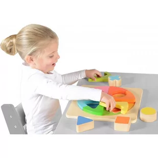 Masterkidz Kolorowa Drewniana Układanka Geometryczna Puzzle Masterkidz MK00569 - Zabawki interaktywne dla dzieci - miniaturka - grafika 1