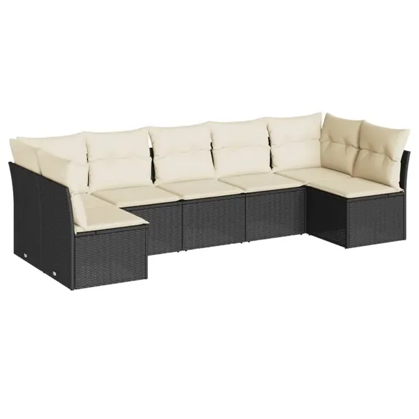 Modułowy zestaw wypoczynkowy z rattanem PE czarny 289 x 117 x 69 cm