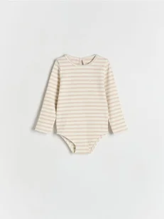 Reserved - Bawełniane body z haftem - beżowy - Body dla niemowląt - miniaturka - grafika 1