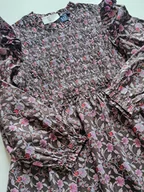 Sukienki - GAP SUKIENKA R.L DŁUGI RĘKAW KWIATY FIOLET KOLOROWA KRÓTKA - miniaturka - grafika 1