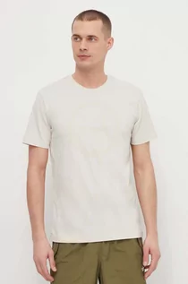 Koszulki męskie - EA7 Emporio Armani t-shirt bawełniany męski kolor beżowy z nadrukiem - grafika 1