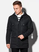 Płaszcze męskie - Płaszcz męski jesienny - czarny C454 - miniaturka - grafika 1