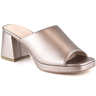 Klapki na słupku z gumką Sergio Leone W KL322 platynowe różowe - Klapki i japonki damskie - miniaturka - grafika 1