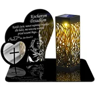 Lampiony i znicze - ZNICZ SOLARNY LED WIECZNY PODSTAWKA NA CMENTARZ GRÓB lampka Serce 3D DLA DZIADKÓW - miniaturka - grafika 1