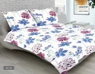 Pościel - Matex Pościel satynowa 140x200 kwiaty polne biała niebieska fioletowa 11A Premium - miniaturka - grafika 1