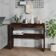 Konsole i sekretarzyki - Lumarko Stolik konsolowy, przydymiony dąb, 102x30x80 cm - miniaturka - grafika 1