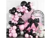 Balony i akcesoria - Zestaw balonów do girlandy balonowej czarno-różowy - 129 szt. - miniaturka - grafika 1