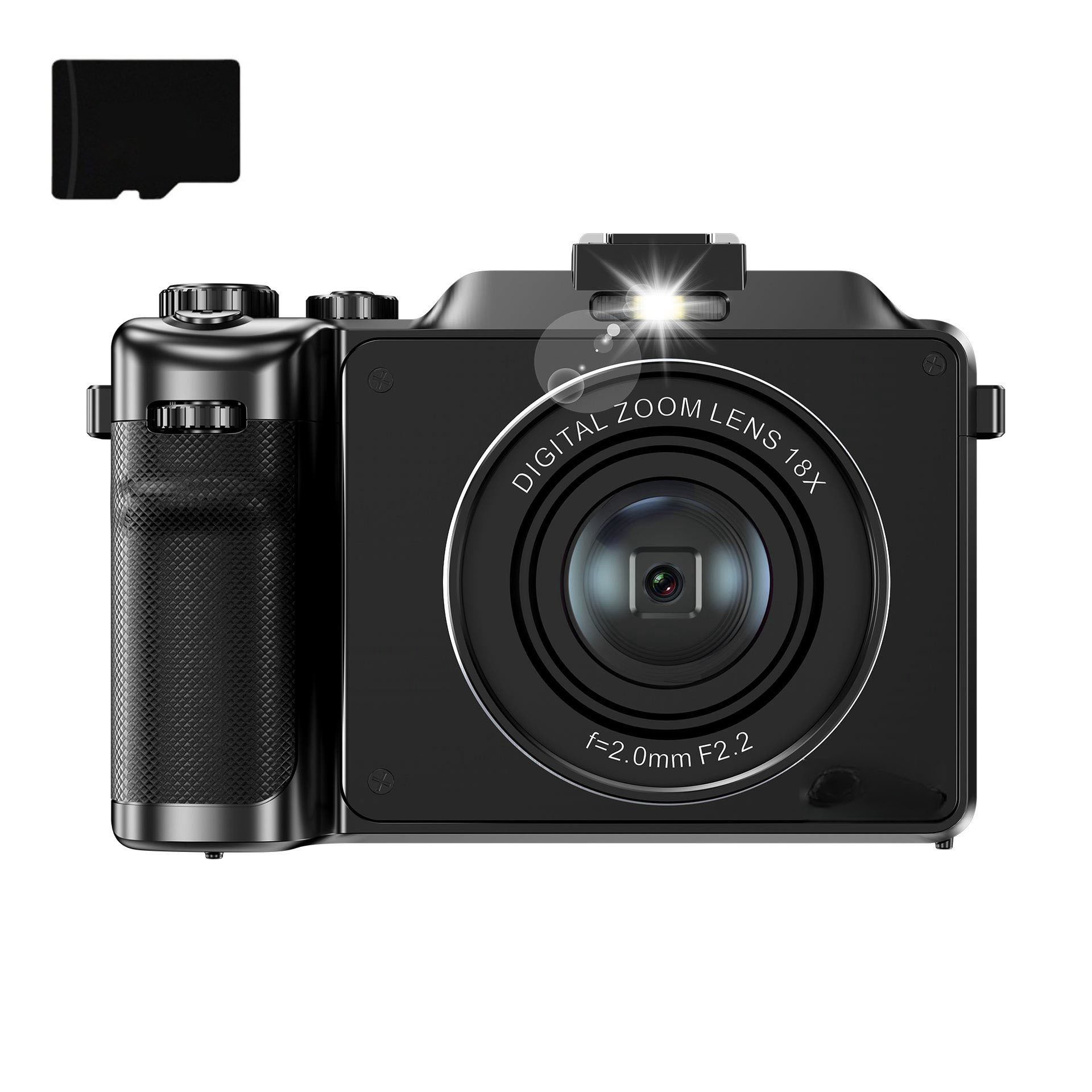 INF Aparat cyfrowy 4K/48MP/18X zoom cyfrowy/automatyczna regulacja ostrości/podwójny aparat karta pamięci 32 GB Czarny