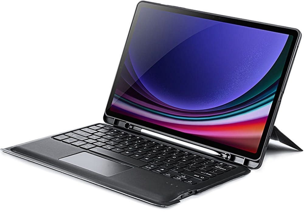 DUX DUCIS etui DK składane z podświetlaną klawiaturą bezprzewodową do SAMSUNG Tab S10 Plus/S9 Plus/S9 FE Plus czarne