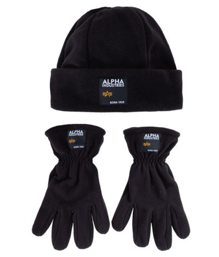 Zestaw czapka zimowa + rękawiczki ALPHA INDUSTRIES LABEL czarny 118952 03-L/XL