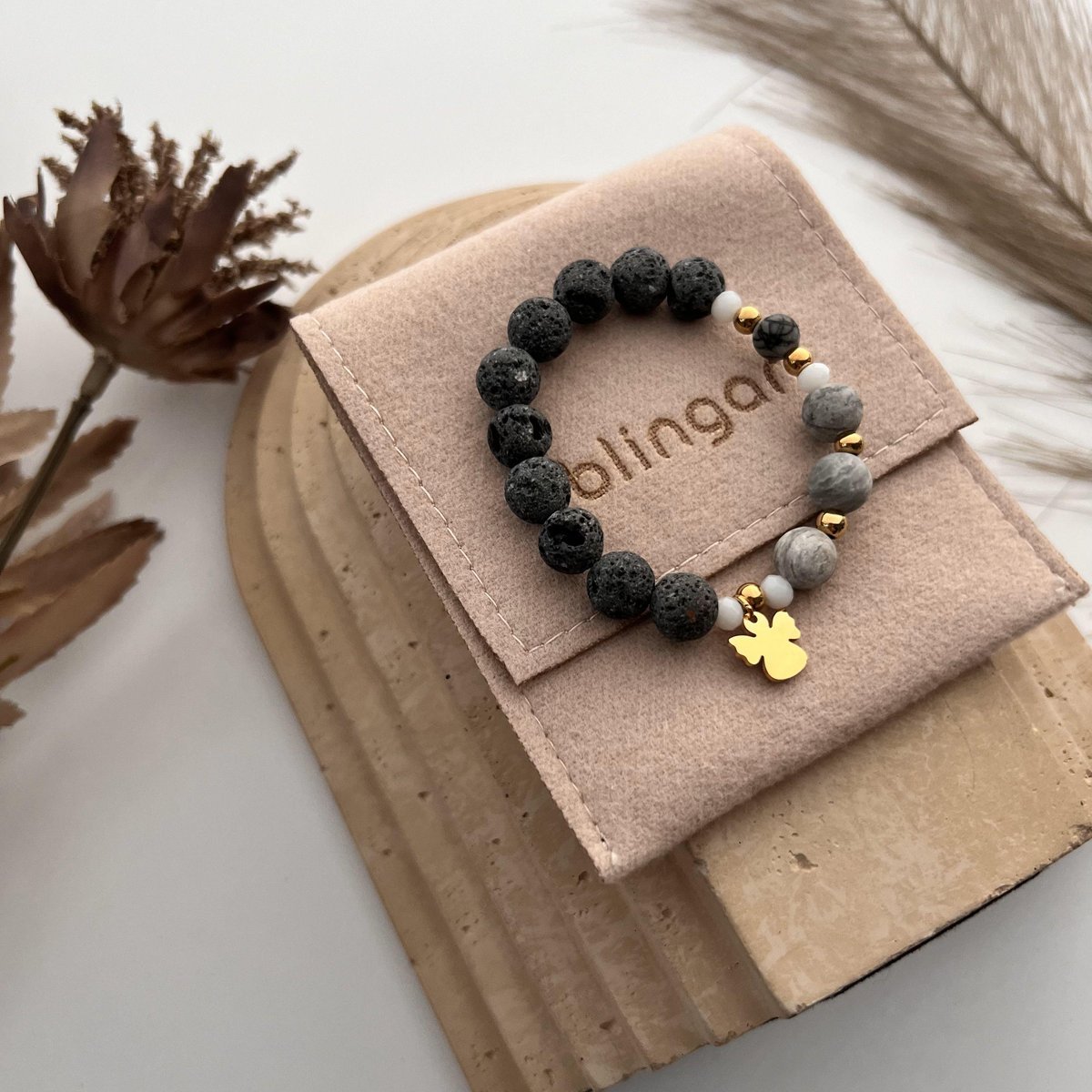 Bransoletka różaniec dla chłopca KAMIENIE NATURALNE aniołek