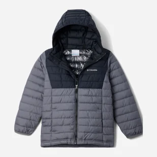 Kurtka młodzieżowa chłopięca zimowa Columbia Powder Lite II Hooded Jacket 2090023023 140-146 cm Szary/Czarny (195981516685) - Kurtki i płaszcze dla chłopców - miniaturka - grafika 1