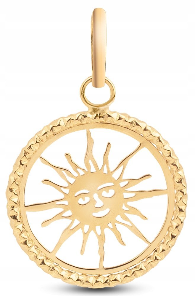 DAMSKA ZŁOTA ZAWIESZKA DIAMENTOWANA ZE SŁOŃCEM SOLE SUN 585 14KT
