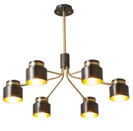 Lampy sufitowe - Vien - żyrandol 70cm czarny mosiądz 6-punktowy - miniaturka - grafika 1