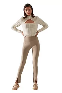 TRENDYOL Damskie legginsy Disciptal z dzianiny, jasnobrązowy, L - Legginsy - miniaturka - grafika 1