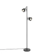 Lampy stojące - QAZQA Industrialna lampa podłogowa czarna 2-punktowa - Emado - miniaturka - grafika 1